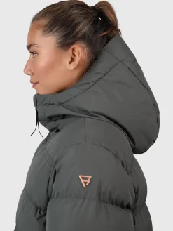 Hot Brunotti Bigsur Dames Lange Puffer Jas | Mud Green