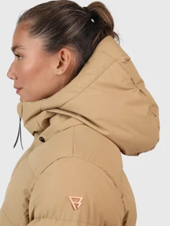 Sale Brunotti Bigsur Dames Lange Puffer Jas | Desert Beige