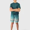 Outlet Brunotti Bru-conicy-Gradient Stripe Boys Swim Shorts | Bottle Green BottleGreen