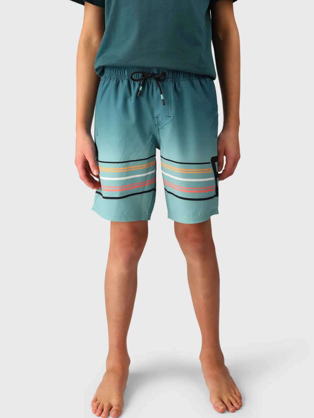 Outlet Brunotti Bru-conicy-Gradient Stripe Boys Swim Shorts | Bottle Green BottleGreen