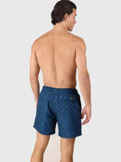 Outlet Brunotti Cester-Mini Men Swim Shorts | Mini Palm Aqua Night Blue