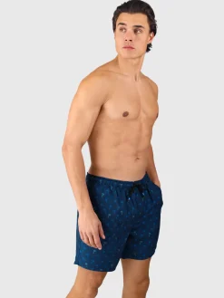 Outlet Brunotti Cester-Mini Men Swim Shorts | Mini Palm Aqua Night Blue