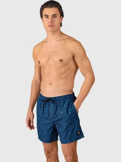 Outlet Brunotti Cester-Mini Men Swim Shorts | Mini Palm Aqua Night Blue