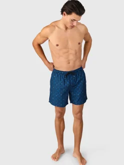 Outlet Brunotti Cester-Mini Men Swim Shorts | Mini Palm Aqua Night Blue