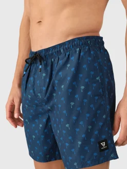 Outlet Brunotti Cester-Mini Men Swim Shorts | Mini Palm Aqua Night Blue