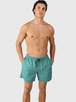 Fashion Brunotti Cester-Stripe Heren Zwemshort | Bottle Green BottleGreen