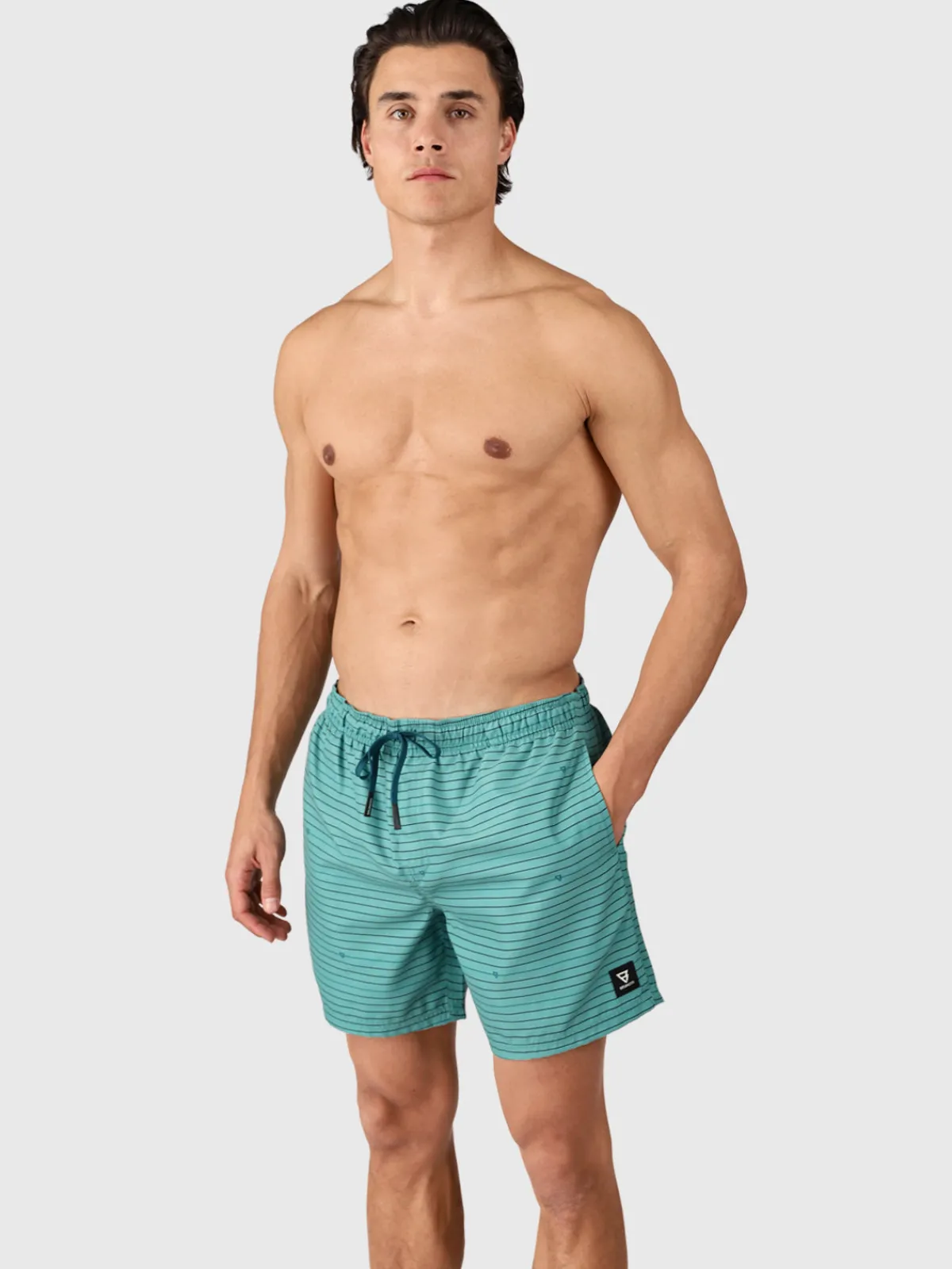 Fashion Brunotti Cester-Stripe Heren Zwemshort | Bottle Green BottleGreen