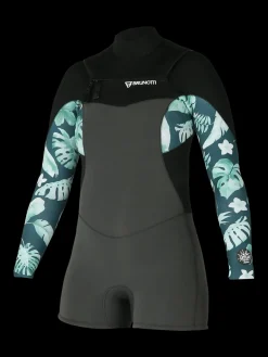 Best Brunotti Glow Longarm Shorty 3/2mm Dames Wetsuit | Zwart + Groen