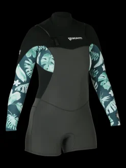 Best Brunotti Glow Longarm Shorty 3/2mm Dames Wetsuit | Zwart + Groen