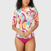 Hot Brunotti Linea-Swirl Dames Rashguard | Multi Color Oranje,Pink,GroenenWit
