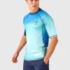 Discount Brunotti Waveguard-Spray Heren Rashguard | Neon Blue SprayAlloverNeonBlue