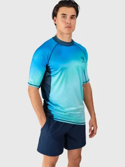 Discount Brunotti Waveguard-Spray Heren Rashguard | Neon Blue SprayAlloverNeonBlue