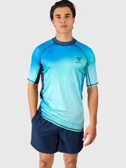 Discount Brunotti Waveguard-Spray Heren Rashguard | Neon Blue SprayAlloverNeonBlue