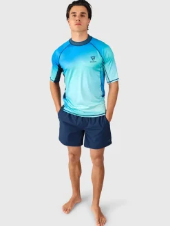 Discount Brunotti Waveguard-Spray Heren Rashguard | Neon Blue SprayAlloverNeonBlue