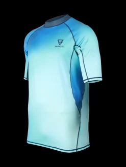 Discount Brunotti Waveguard-Spray Heren Rashguard | Neon Blue SprayAlloverNeonBlue